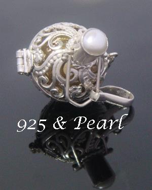 Harmony Ball 925 Sterling Silver, Freshwater Pearl, Brass Ball - Click Image to Close